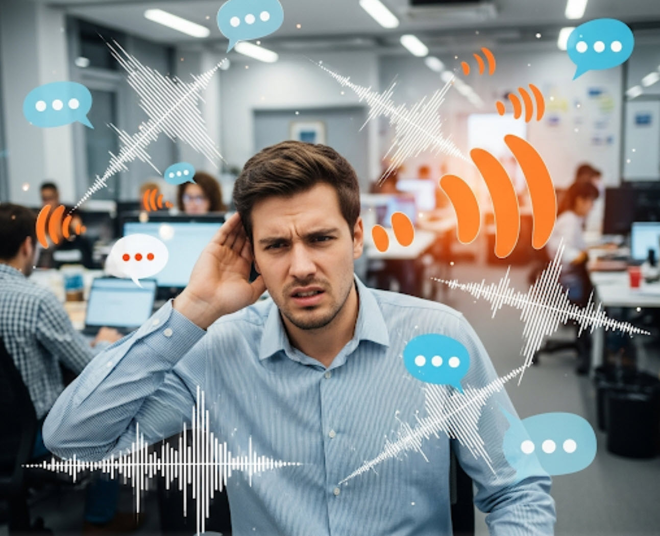 Illustration representing the inability to hear all the competing messages a business receives